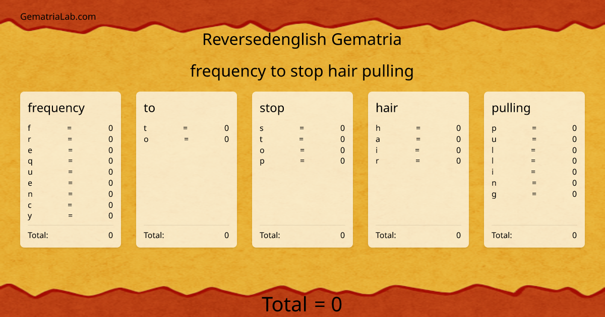frequency to stop hair pulling in reversedenglish Gematria